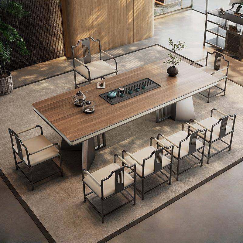 木纹岩OIQ板办茶桌椅组合高端公室家用烧式水体一泡新中茶台,商业/办公家具,茶台/茶桌,淘宝优惠券,粉丝福利购,淘宝优惠卷