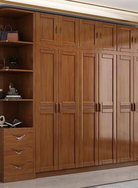 现简代约家用卧室小户型收衣柜大衣橱柜纳HHU原木收纳柜对开衣门