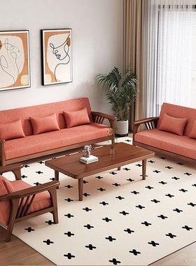 实木沙发户小型茶几组合新中式木客厅用双人贵IDS妃休闲家质沙发套装