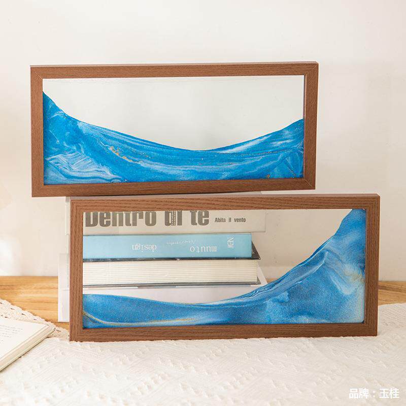 简约现代沙漏台流画摆玄关电视沙柜TEJ家居装饰品木质相框框摆件