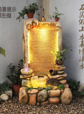 大酒厅型假山店水幕墙流水喷泉鱼缸客办公室景观落地风TJD水招财