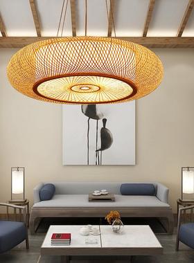 新中式竹卧吊竹灯客厅室灯东编南亚餐厅灯田园茶室创意8编制艺灯
