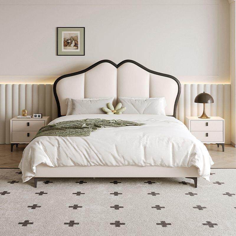 奢奶油风主防猫抓轻皮软包皮床现代双人1卧.8米网齐红边GYU88蝴蝶