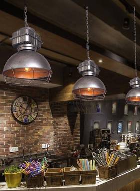 做复古工业风loft铁艺工矿餐JD8046D-厅客厅吊朋克LED灯装饰灯灯