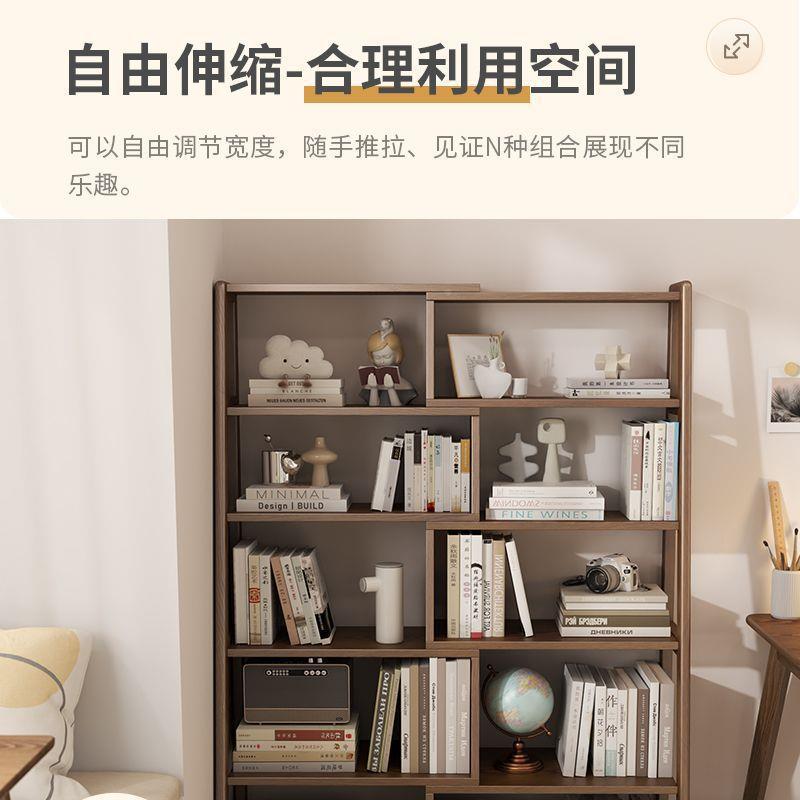 转OKC角书柜书实木架置物书落地多层书柜客厅家用靠柜墙收纳架转