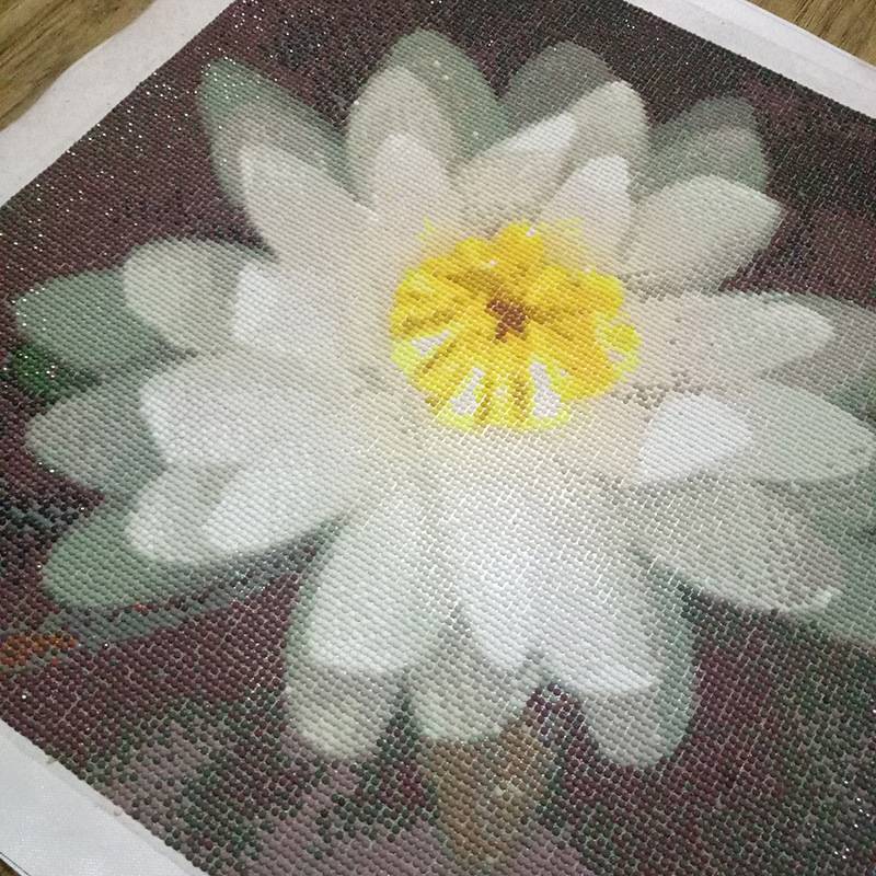 5D钻石画绣好成品图花之镜像荷花满钻纯手工贴十字绣成品出售一件