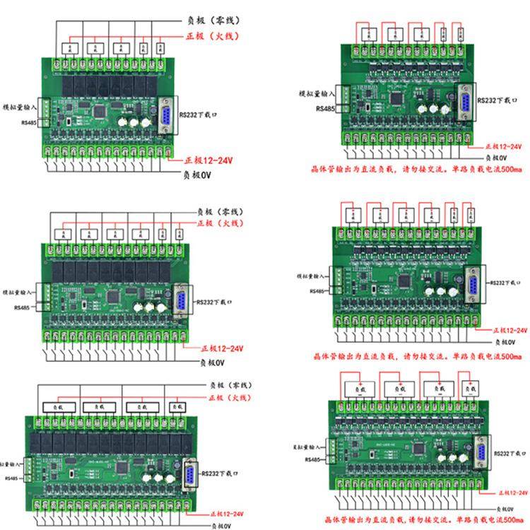 国带485单产PLC工控板编程控制器FXN-24MRX2N-24FMT带48模拟量2可