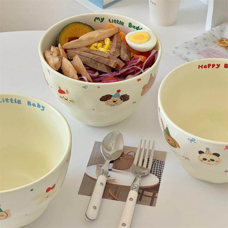 300ml奶油风可爱通陶瓷碗大容量日1式拉|面碗卡H1583陶瓷哑光泡面,餐饮具,碗,淘宝优惠券,粉丝福利购,淘宝优惠卷