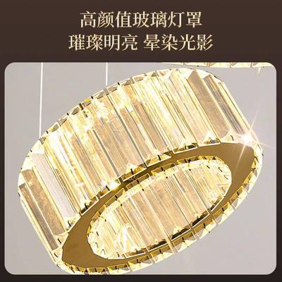 墅别复式楼吊灯楼LSM梯间loft公寓现晶代简约轻奢水大挑高客厅长