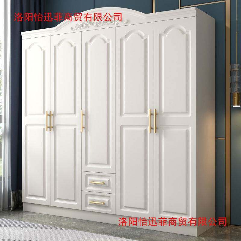 欧式衣柜加顶柜简约现代经济型板式白色组合边柜木质六五门大衣橱