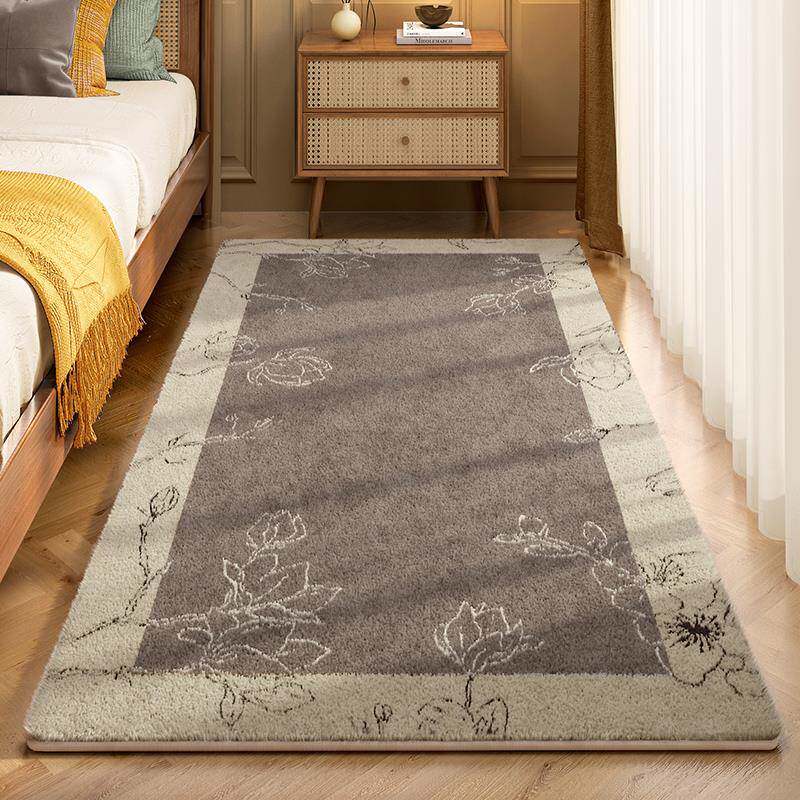 美式复床古边地毯室客厅卧床下房间轻奢TThxxqgh感可睡可坐条长地