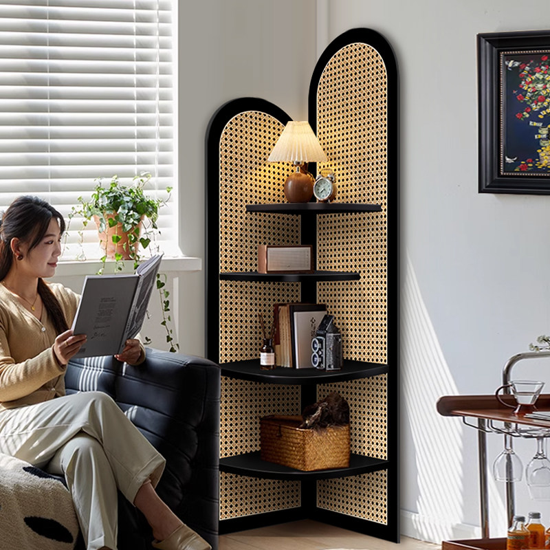 客厅转角柜落地摆件装饰墙角置物架拐角收纳架中古风多层三角书架,家居饰品,落地摆件,淘宝优惠券,粉丝福利购,淘宝优惠卷
