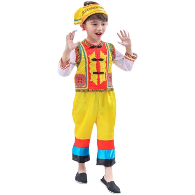 男儿童阿昌族民族服装舞蹈服土族表演服门巴族舞台演出运动会班服