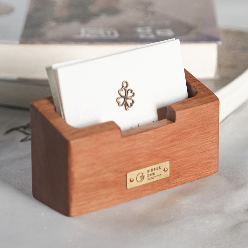 木质名片展示架大容量名片盒卡片架座可定制logo实木高档酒店民宿