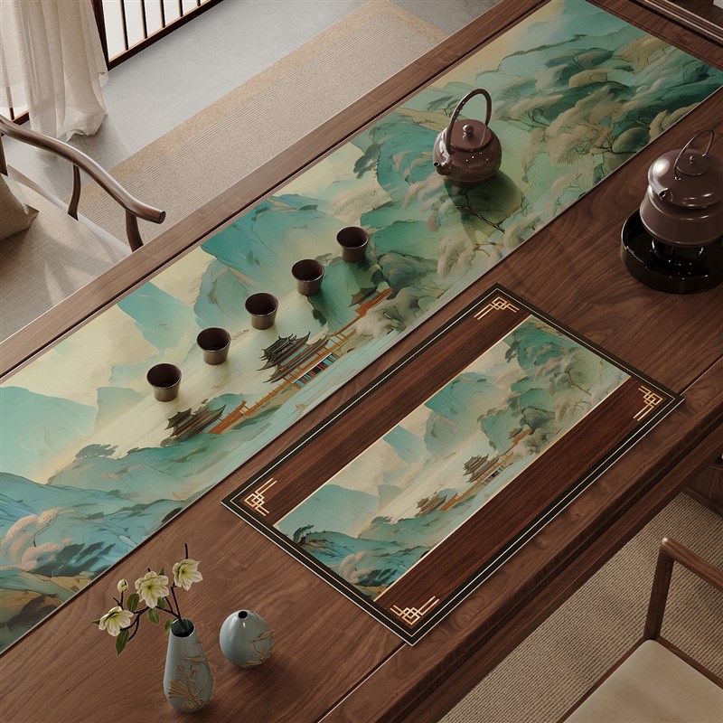 中式桌旗茶席茶垫茶桌垫布吸水茶台防水茶几桌布中间长条茶旗