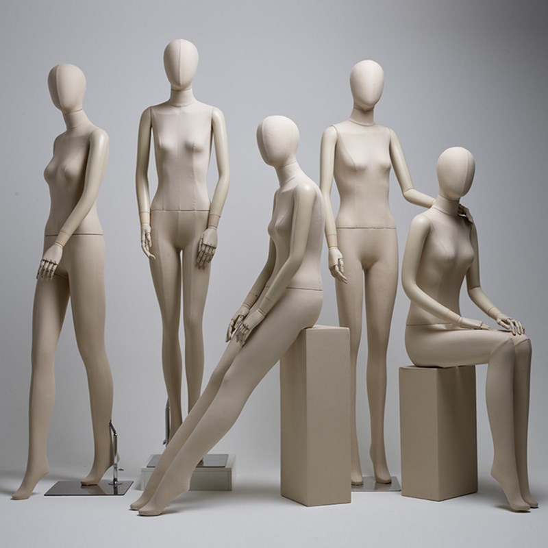 服装女模特展示架全身软胶手可活动调节假人偶女半身坐模橱窗道具
