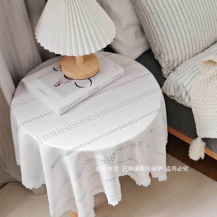 布盖蕾丝巾摄影高品质圆桌甜品背景太餐光韩式拾白色桌布桌布茶几