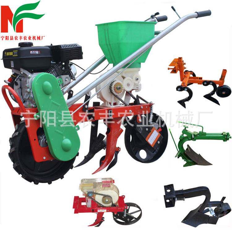 手推式汽油花生施肥播种机农用开沟翻转犁除草机玉米黄豆精播机