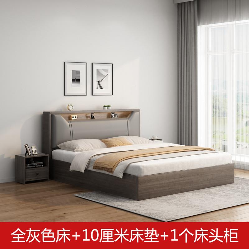 现代简实木板床家用主双人大VPB床1.8.米出租屋简约易床12米落x卧