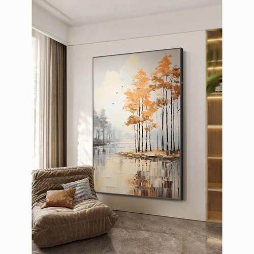 顺丰】代式纯手绘风景美画轻奢GRK玄关装油饰画客厅落地画沙发现
