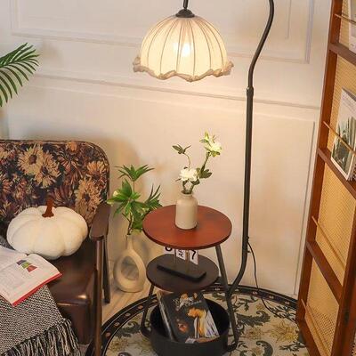 法客厅茶式HVM几复古氛台灯古风架落围地灯沙发卧室置物一体床头