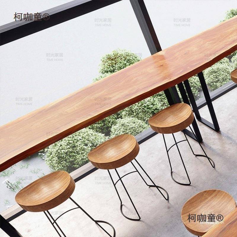 YBBX吧台实木桌椅组合用酒吧台阳商台条墙高靠窄桌子长脚太靠桌麦