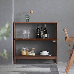 美式黑胡桃色实木格子柜白蜡木组合书柜矮柜储物落地置物书架