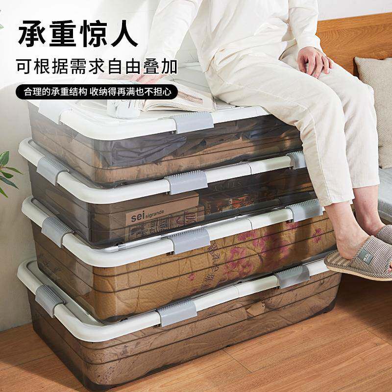 床底收纳理箱塑料特大号床下衣服子透整被箱带轮HQ3002#2抽屉明箱