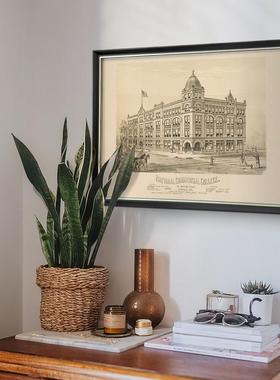 上厅FM525619品印画美式现代搭配1幅萨默塞特广场客厅餐4建筑饰装