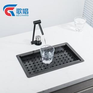 3320纳米餐边柜水槽超浅迷你小单槽纳黑不锈钢台水色池中岛米吧台