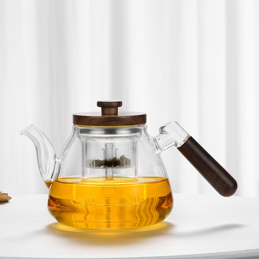 玻璃煮茶木把鸵鸟壶茶水煮分离过滤围泡茶壶套耐高温家用电陶炉装
