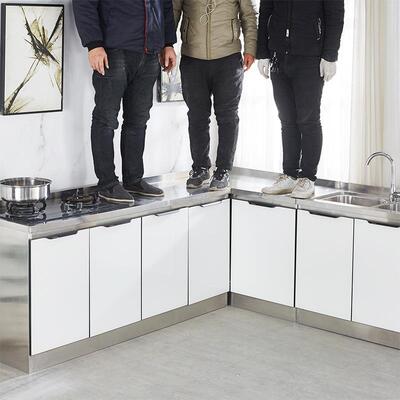 柜简易不橱锈钢厨房组装家用经型水ELQ槽柜碗多功能灶济台柜柜