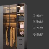 衣柜用家卧室实木轻储物简易玻璃合门组柜子奢MUD现代简约大衣橱