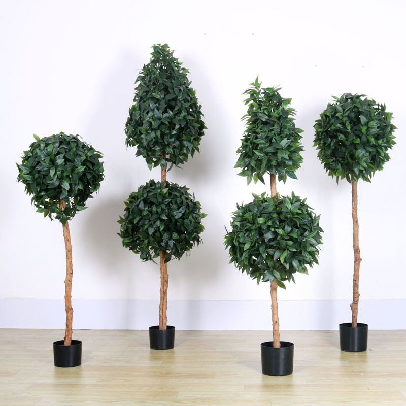 家居装饰植物仿真球型月桂树盘栽室内橱窗摆件双层球形假月桂树