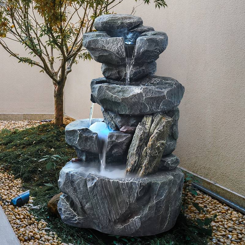 新品花园水景庭院装饰摆件水晶球招财喷泉复古流水循环水欧式复古