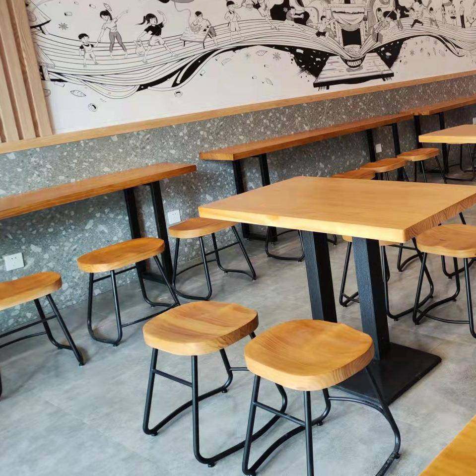 餐厅实MTA007-1吃木桌椅组小店网红汤面馆合简约餐桌商桌用店铺方