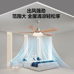 美木复古947餐厅风扇灯家式用客吊扇中古实叶静音厅带电风扇一体