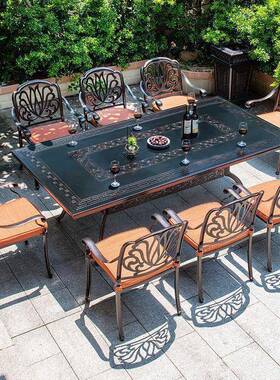 户外铸闲铝桌椅庭院露天阳园花铝板雕刻长桌防水防晒室外休ZON台