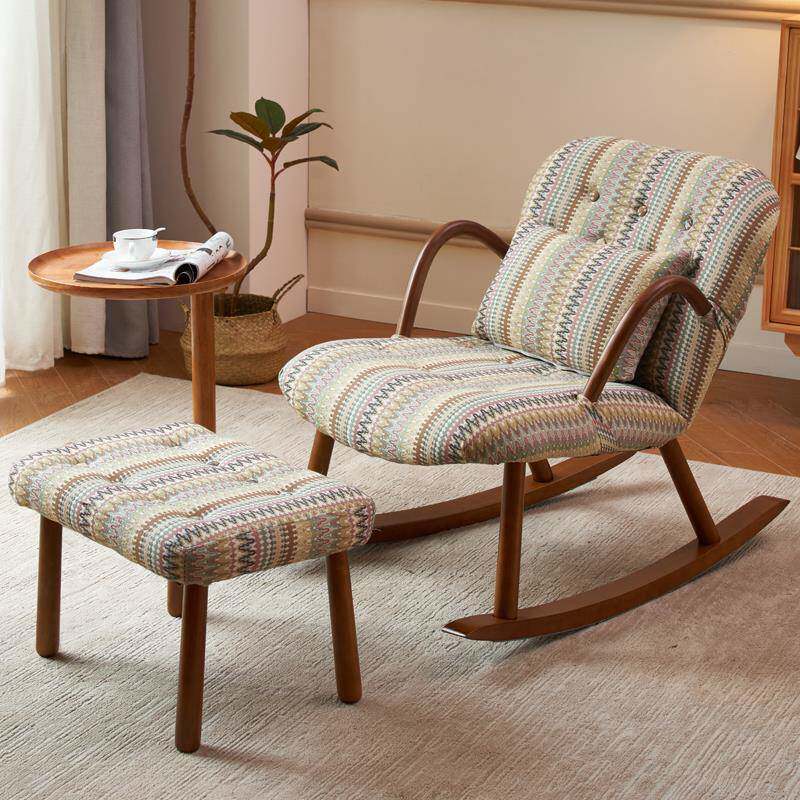 阳日式纹型实木休闲桌D-长毛卫椅组合台客厅小户家用美式复古花懒