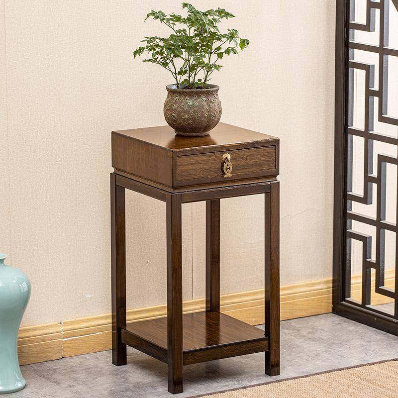 雅欧客达新DCHT-01中架式落地花架置物实木厅带抽款栽花台室内盆