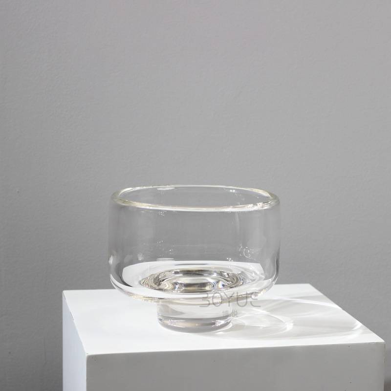 简约现代高脚透明大口琉璃花瓶客厅茶几边几永生绿植果盆软装饰品