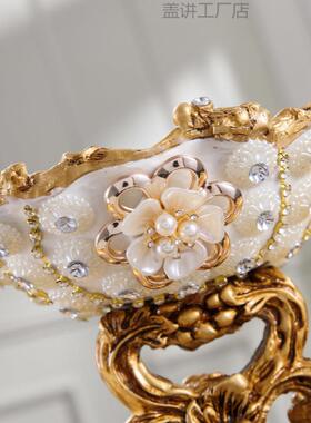 欧档式高水果果盘套装盖讲7976多层盘家用干几果客厅茶摆件