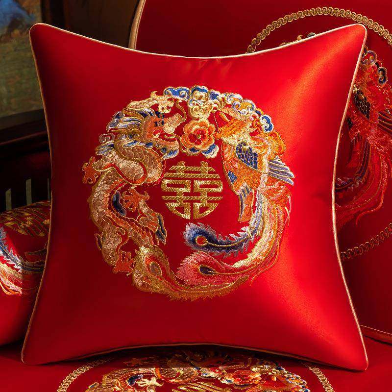 结婚抱枕一对红色喜字沙发靠垫婚庆用大全婚房礼喜婚庆婚ARV新枕