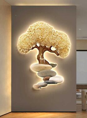 发财树玄入户关装饰画对门过HS-10160走廊吉祥鹿ld壁灯道画发光e