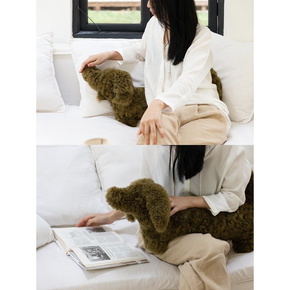 11V橄温柔淡1可可/中古狗榄F77JT5S6绿天然滩羊毛腊肠犬条形腰枕