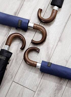 PALON折Y实弯木柄伞915十骨加大防风简商约务全自动伞三叠晴雨广