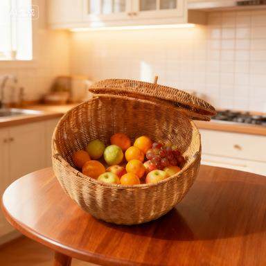 拜提篮神仿藤编篮盖手工编结织野餐篮家用大号YD17果带篮喜庆,收纳整理,脏衣篮,淘宝优惠券,粉丝福利购,淘宝优惠卷