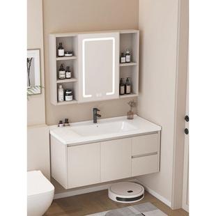 轻太空铝浴室柜陶瓷体盆卫生间一洗脸柜组合洗手智能简约奢小729