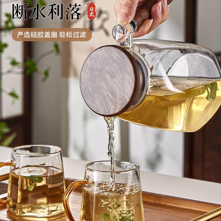 式家用冷量水壶厅玻璃凉水壶套装饭F98SM8T9日店大容夏天耐热泡茶