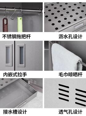 不锈钢洁柜单23681双门学物校拖把柜清柜保洁工具收纳柜阳台杂储存厂家